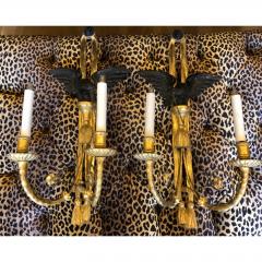 Pair of Antique Louis XVI Style Gilt Wood Wall Sconces W Eagles - 1721758