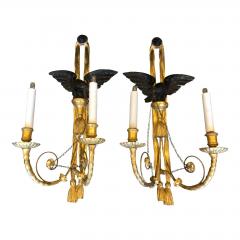 Pair of Antique Louis XVI Style Gilt Wood Wall Sconces W Eagles - 1721759