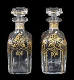 Pair of Antique Napoleon III Baccarat Crystal Square Decanters - 3636937