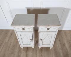 Pair of Antique Painted Nightstands with Carved Diamond Motifs circa 1920 - 4282272