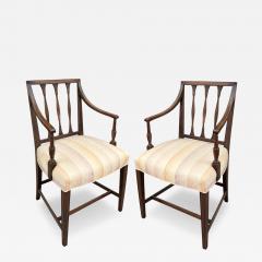 Pair of Antique Regency Mahogany Open Arm Chairs - 4614234