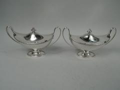 Pair of Antique Silver English Georgian Neoclassical Tureens 1785 - 3760222