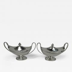 Pair of Antique Silver English Georgian Neoclassical Tureens 1785 - 3763663