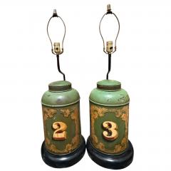 Pair of Antique Tole Tea Canister Table Lamps - 4663946