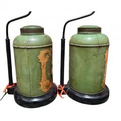 Pair of Antique Tole Tea Canister Table Lamps - 4663968