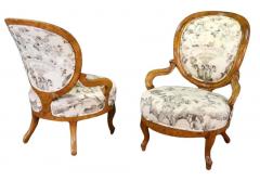 Pair of Antique Victorian Balloon Back Burl Walnut Parlor Chairs - 3662593