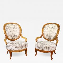 Pair of Antique Victorian Balloon Back Burl Walnut Parlor Chairs - 3663205