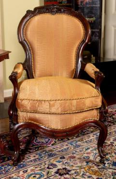 Pair of Antique Victorian Mahogany Fauteuil Arm Chairs - 3368069