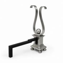 Pair of Architectural Andirons Patinated Metal - 4690796