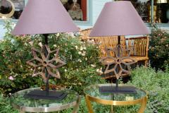 Pair of Architectural Cast Iron Stars Mounted as Table Lamps - 4793959