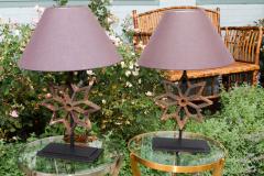 Pair of Architectural Cast Iron Stars Mounted as Table Lamps - 4793960
