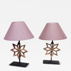 Pair of Architectural Cast Iron Stars Mounted as Table Lamps - 4795700