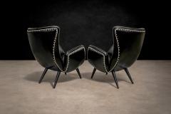 Pair of Armchairs in Faux Black Leather Unknown 1950s - 4548328