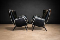 Pair of Armchairs in Faux Black Leather Unknown 1950s - 4548333