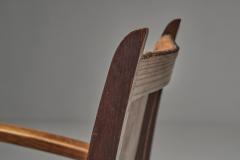 Pair of Armchairs with Braided Leather Backs Europe Mid 20th Century - 4746946