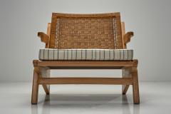 Pair of Armchairs with Loose Seat Striped Cushions Europe 20th Century - 4515853