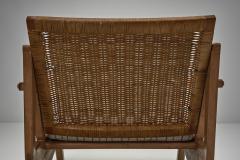 Pair of Armchairs with Loose Seat Striped Cushions Europe 20th Century - 4515854