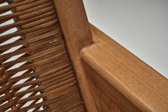 Pair of Armchairs with Loose Seat Striped Cushions Europe 20th Century - 4515858