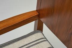 Pair of Armchairs with Wooden Frames and Striped Upholstered Seats Europe 1930s - 4244433