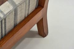 Pair of Armchairs with Wooden Frames and Striped Upholstered Seats Europe 1930s - 4244438