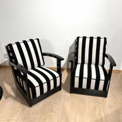 Pair of Art Deco Armchairs Black Lacquer Fabric Netherlands circa 1925 - 3881810