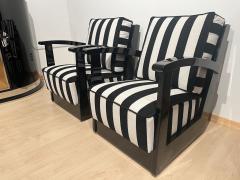 Pair of Art Deco Armchairs Black Lacquer Fabric Netherlands circa 1925 - 3881811