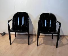 Pair of Art Deco Armchairs Black Lacquer Metal France Czechia circa 1930 - 2825221