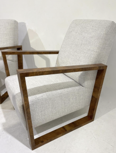 Pair of Art Deco Armchairs Fabric and Walnut New Upholstery - 3382102