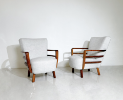 Pair of Art Deco Armchairs Walnut Hungary New Upholstery - 3417363