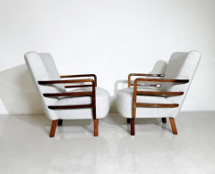 Pair of Art Deco Armchairs Walnut Hungary New Upholstery - 3417364