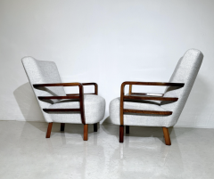 Pair of Art Deco Armchairs Walnut Hungary New Upholstery - 3417366