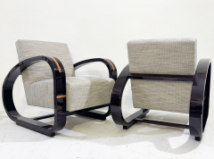 Pair of Art Deco Armchairs Wood and Fabric New Upholstery - 3573089