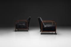 Pair of Art Deco Armchairs in Black Pony Hide Europe First Half of the 20th C - 4617010