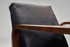 Pair of Art Deco Armchairs in Black Pony Hide Europe First Half of the 20th C - 4617016