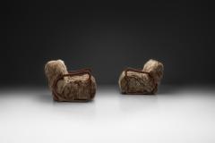 Pair of Art Deco Armchairs in Longhair Sheepskin Europe Early 20th Century - 4603809