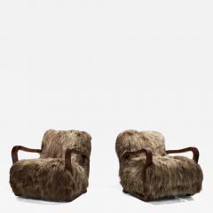 Pair of Art Deco Armchairs in Longhair Sheepskin Europe Early 20th Century - 4623835