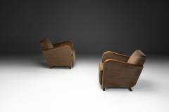 Pair of Art Deco Armchairs with Brown Upholstery Europe ca 1930s - 4433435