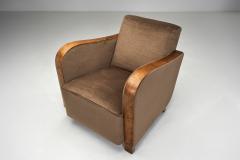Pair of Art Deco Armchairs with Brown Upholstery Europe ca 1930s - 4433437
