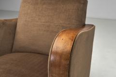 Pair of Art Deco Armchairs with Brown Upholstery Europe ca 1930s - 4433440