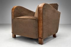 Pair of Art Deco Armchairs with Brown Upholstery Europe ca 1930s - 4433441