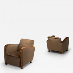 Pair of Art Deco Armchairs with Brown Upholstery Europe ca 1930s - 4434912