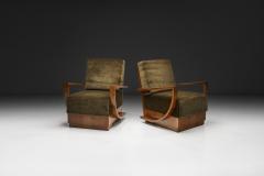 Pair of Art Deco Armchairs with Curved Arms Europe First half of the 20th C - 4729648