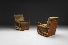 Pair of Art Deco Armchairs with Curved Arms Europe First half of the 20th C - 4729650
