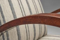 Pair of Art Deco Armchairs with Curved Arms and Striped Upholstery Europe 1930s - 4741663