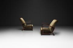 Pair of Art Deco Armchairs with Moss Green Upholstery Europe 1930s - 4746793