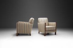 Pair of Art Deco Armchairs with Striped Upholstery Finland ca 1940s - 3663917