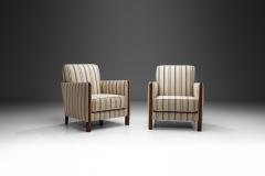 Pair of Art Deco Armchairs with Striped Upholstery Finland ca 1940s - 3663919