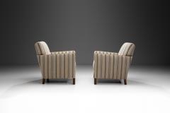 Pair of Art Deco Armchairs with Striped Upholstery Finland ca 1940s - 3663921