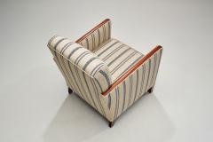 Pair of Art Deco Armchairs with Striped Upholstery Finland ca 1940s - 3663930