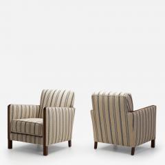 Pair of Art Deco Armchairs with Striped Upholstery Finland ca 1940s - 3667464